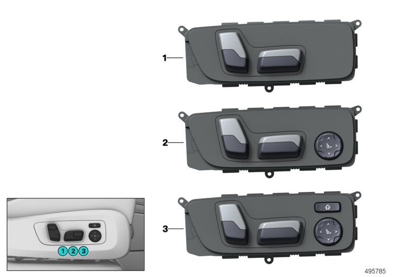 Switch, seat adjustment, front passenger