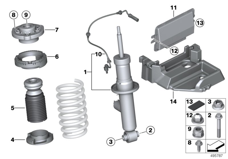 Spring strut, rear / VDC / ECU