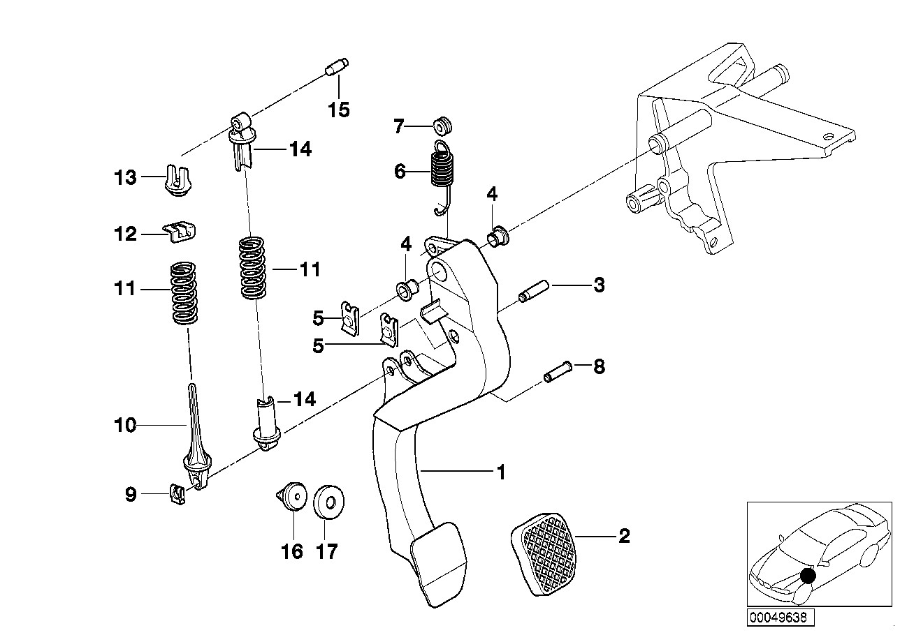 Suporte apoio pedais/pedal embraiagem