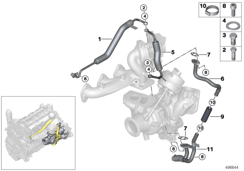 Alimentation en huile turbocompresseur