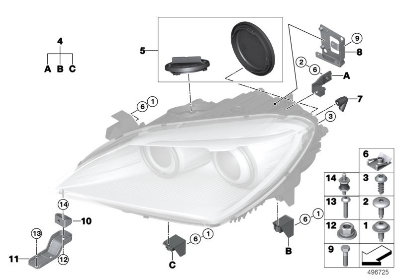 Single components for headlight