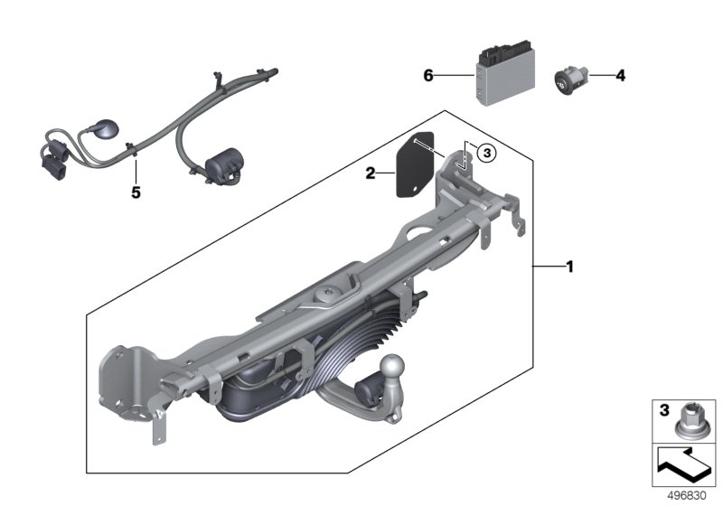 Hak holown. z głowicą elektr. składaną