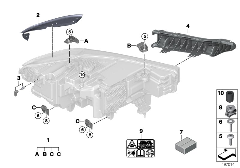 Single components for headlight