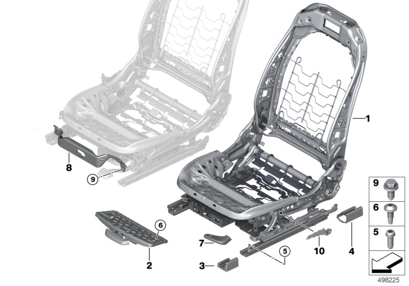 Front seat backrest frame