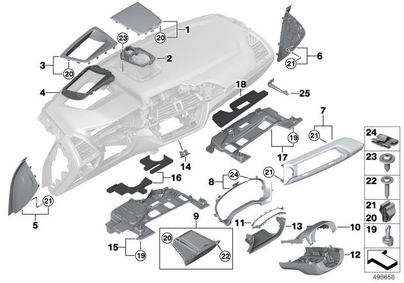 Mounting parts, instrument panel