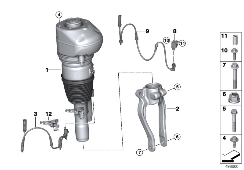 Air suspension strut front all-whl.drive