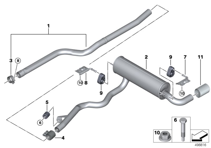 Exhaust system, rear