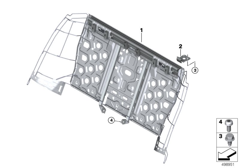 Seat, rear, seat frame, basic seat