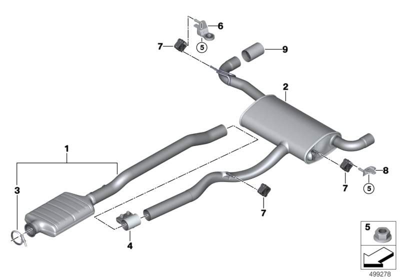 Exhaust system, rear