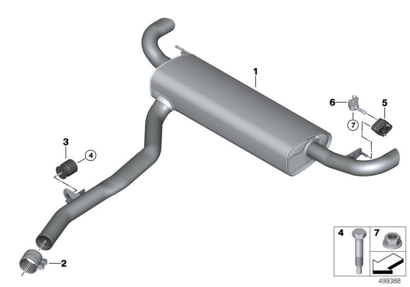 Exhaust system, rear