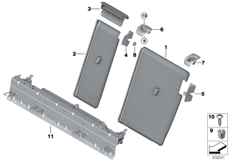 Seat, rear, backrest trims