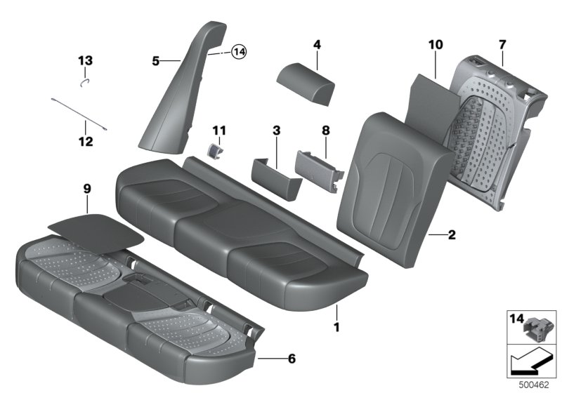 Seat, rear, cushion and cover