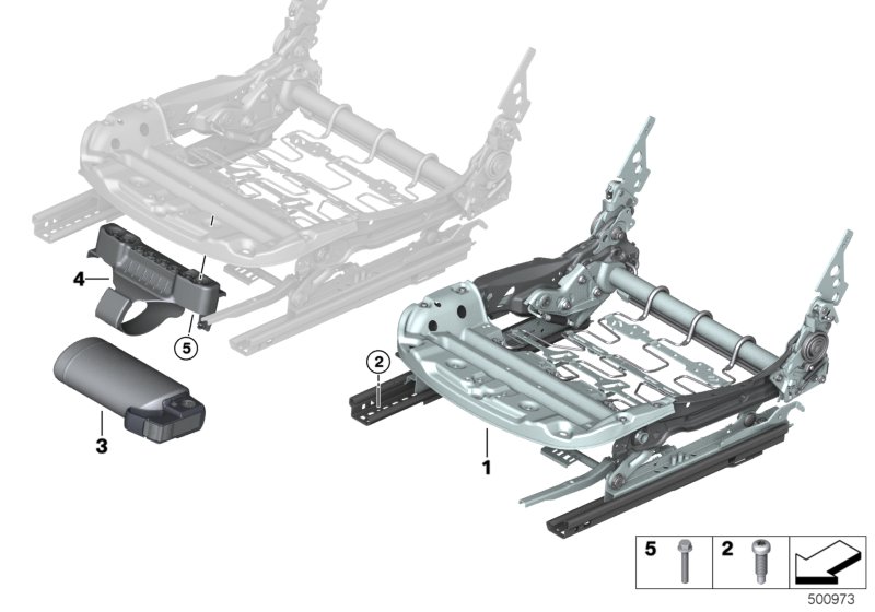 Seat, front, seat frame