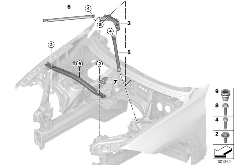 Brace for body front end