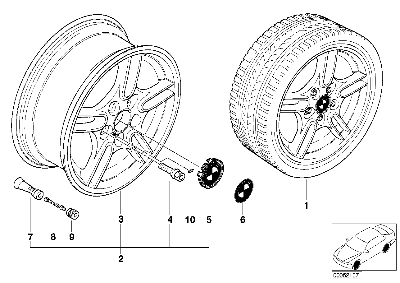 Jante M à rayons parallèles (Styl. 66)