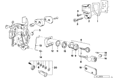 Door handle front/lock/key