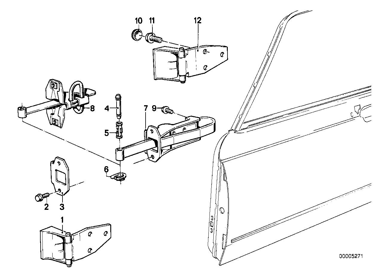 Tür vorn - Scharnier/Türbremse