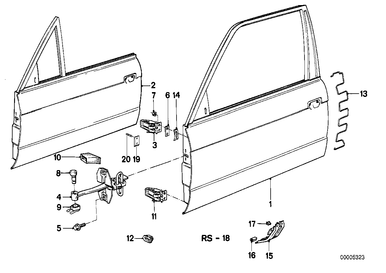 Front door-hinge/door brake