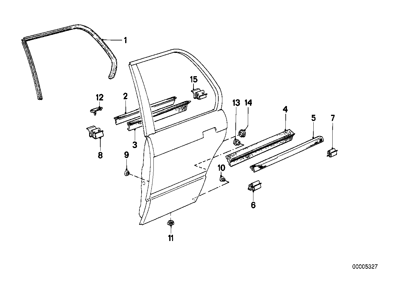 Door weatherstrip, rear