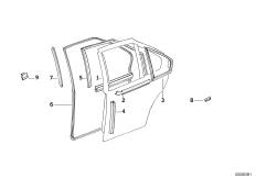 Door weatherstrip, rear