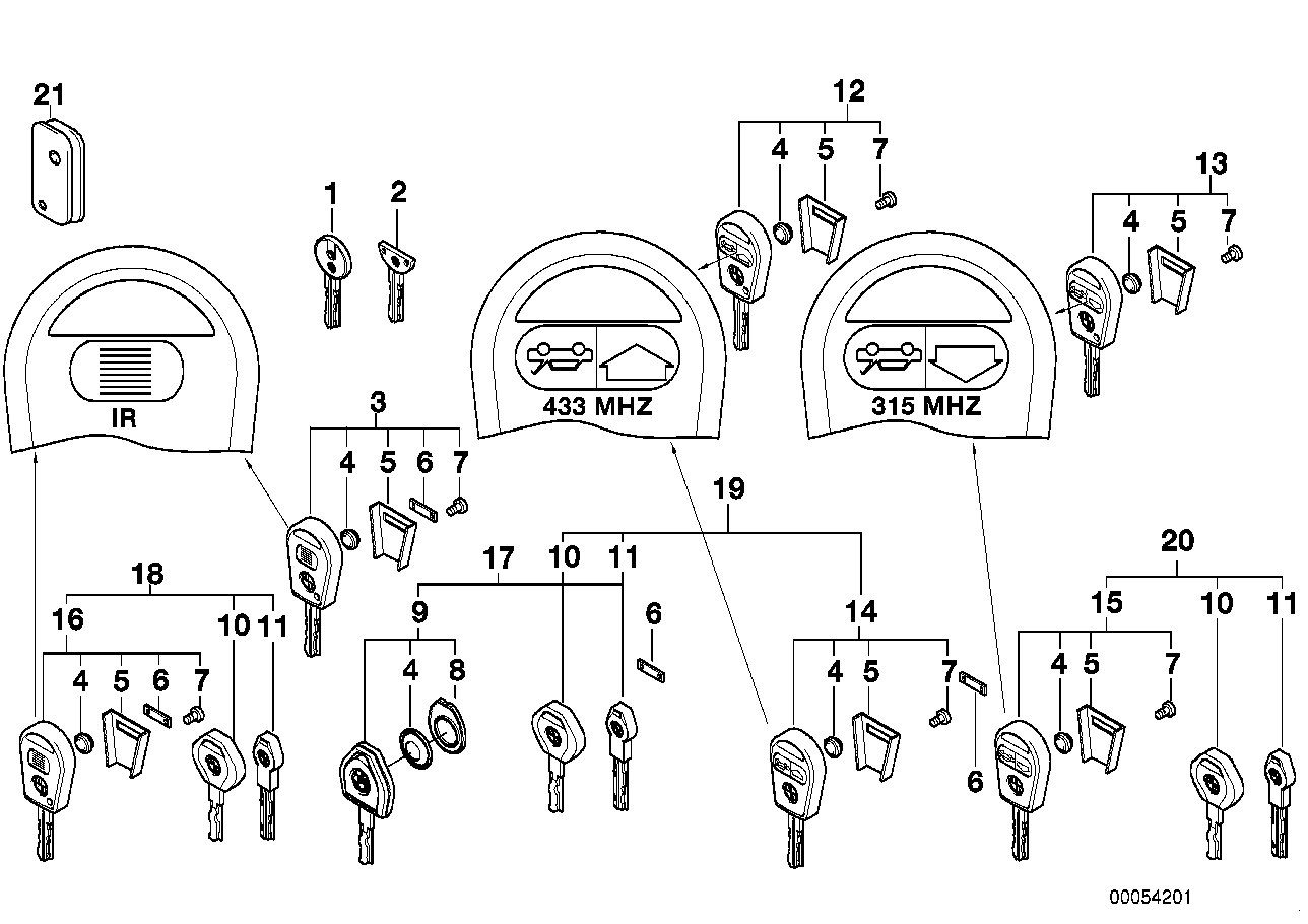 Key with battery (up to 09/99)