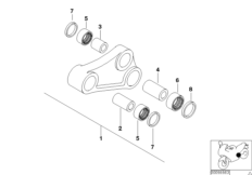 Rear swinging fork, hanging-link parts