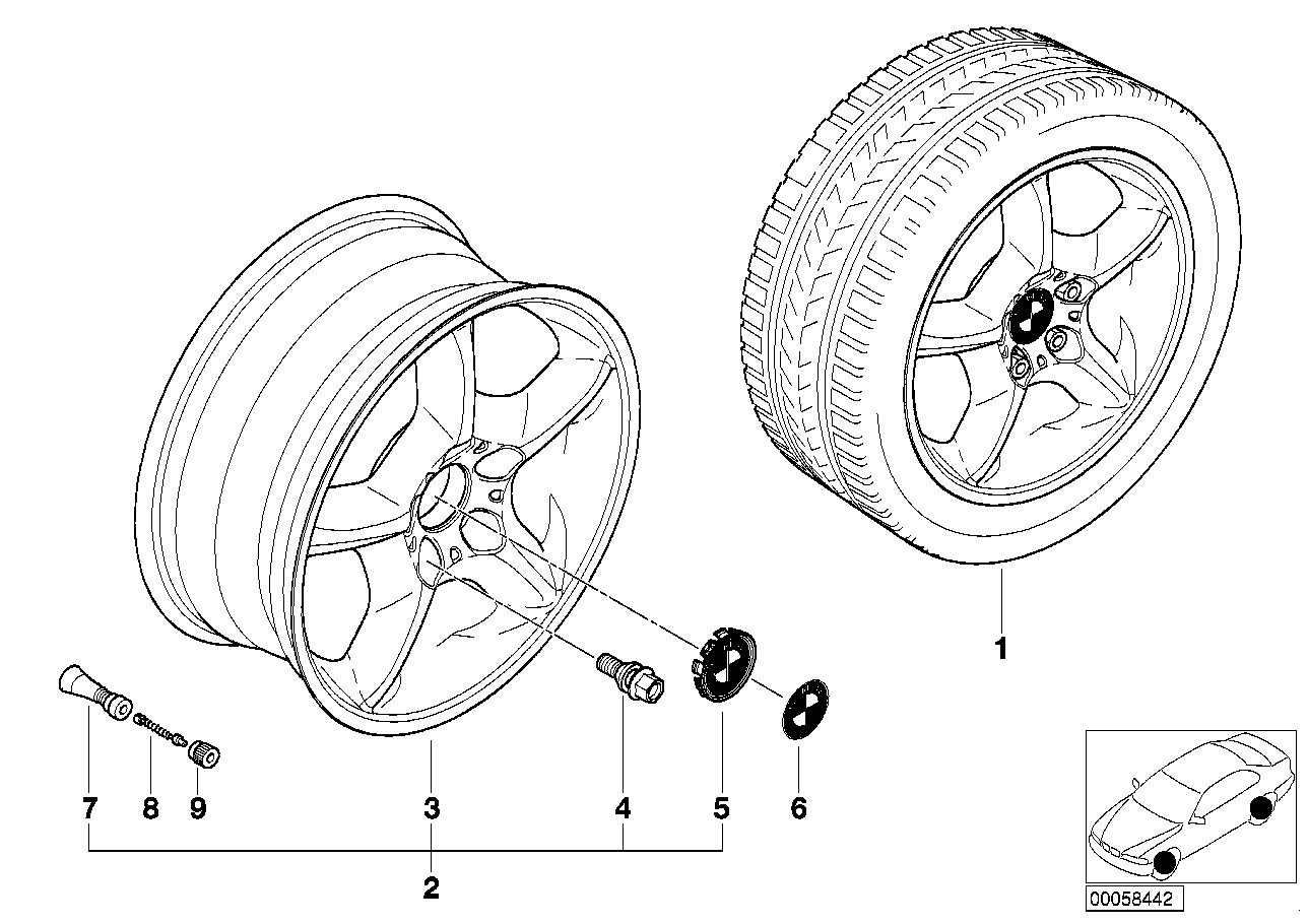 BMW wiel lichtmetaal sterspaak 57