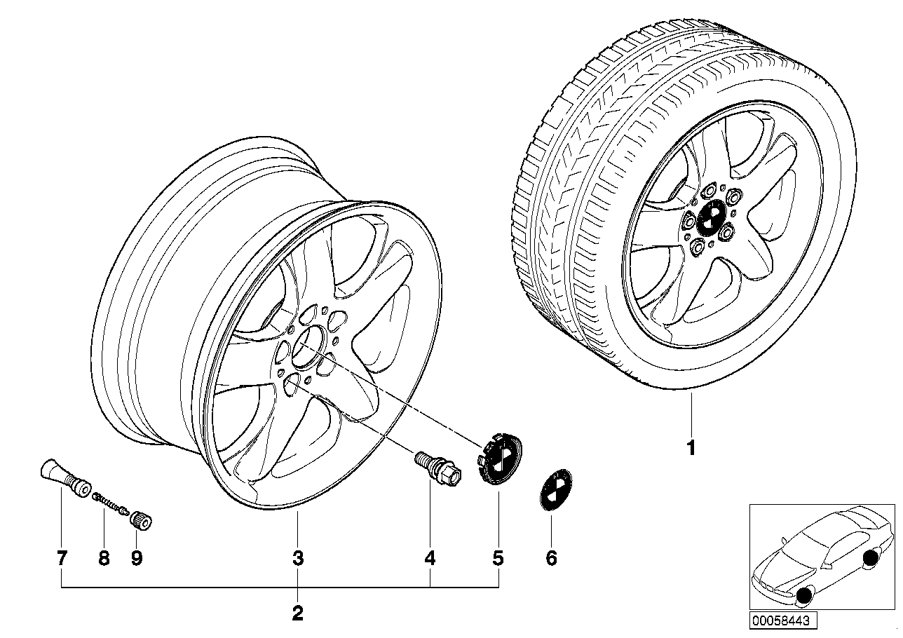 Jante à rayons en étoile (Styl. 58)