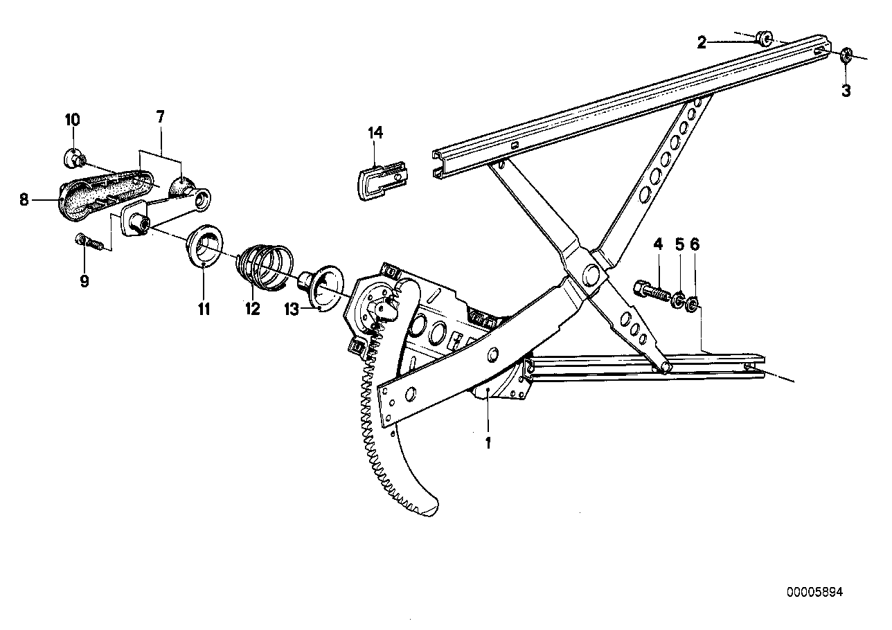 Okenní mechanismus dveří přední