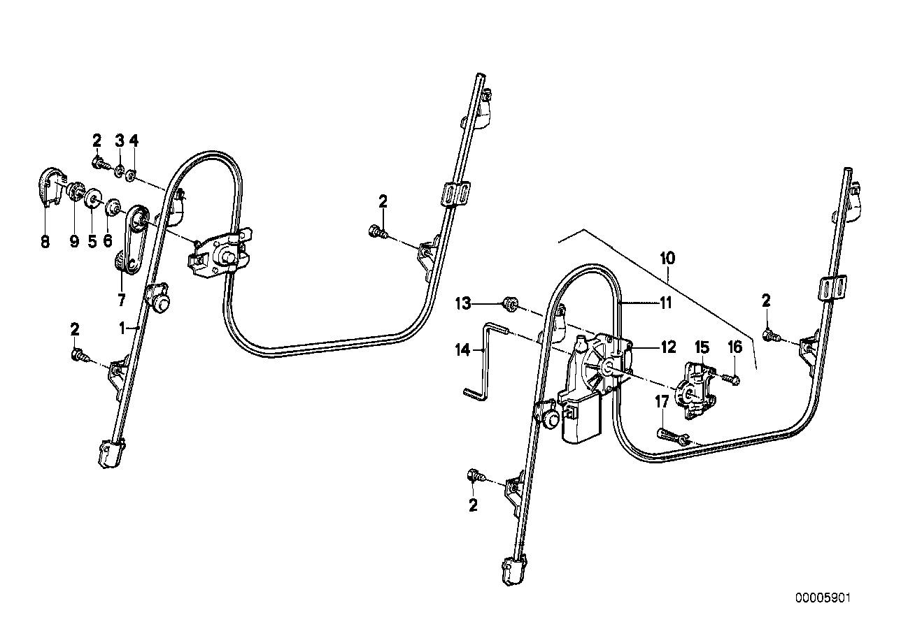 Door window lifting mechanism front