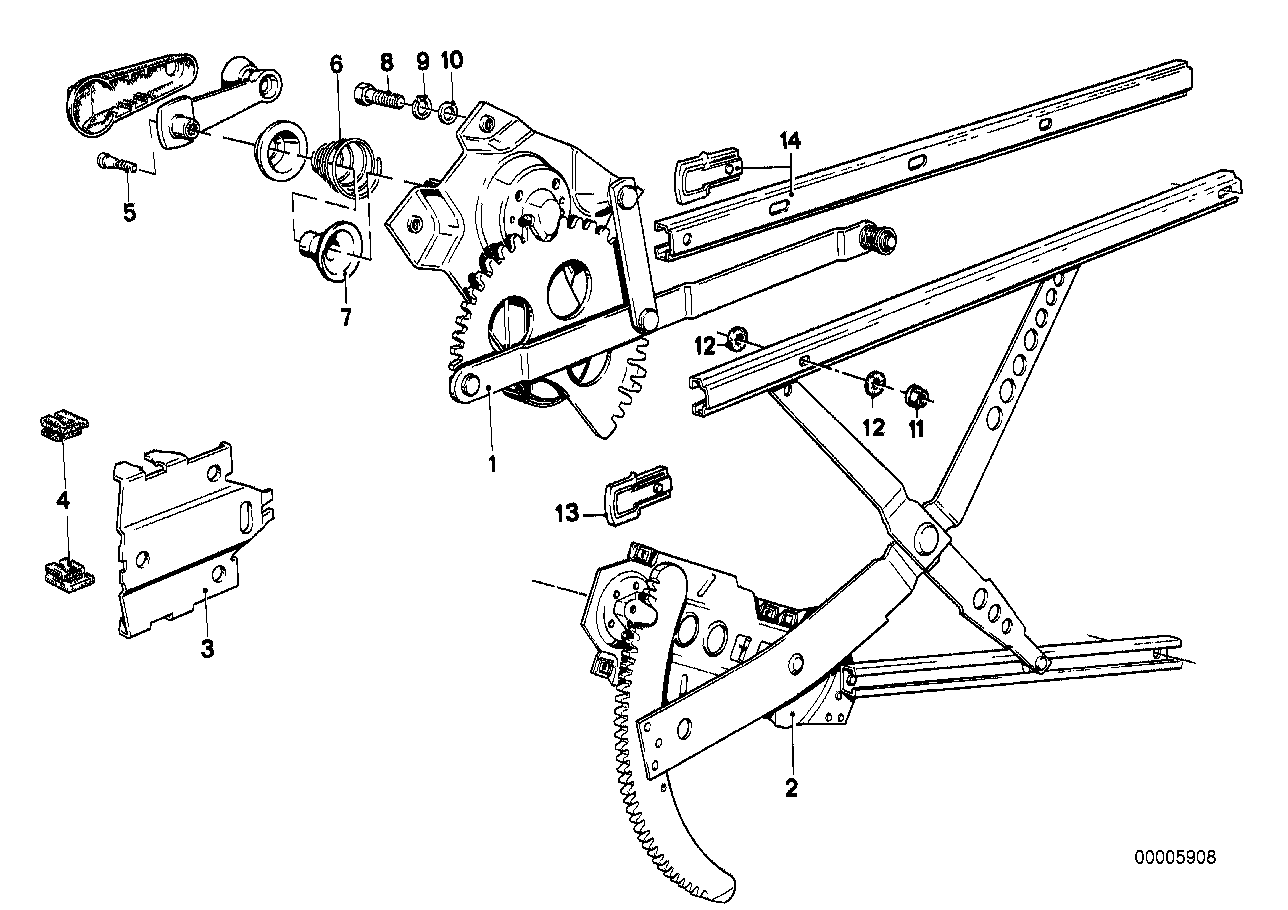 Mécanisme de fenêtre de porte avant