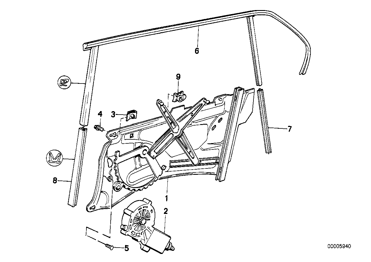 Mécanisme de fenêtre de porte arrière