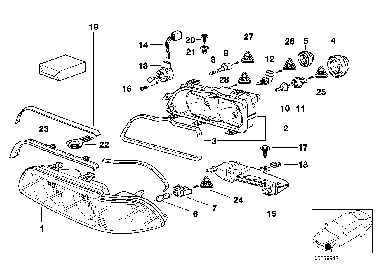 Einzelteile Scheinwerfer