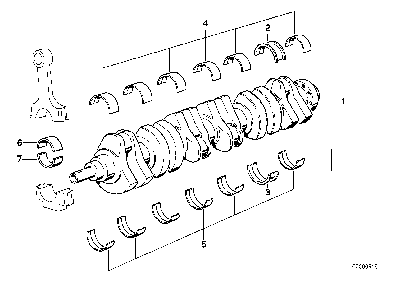 Kurbeltrieb-Kurbelwelle mit Lagerschalen