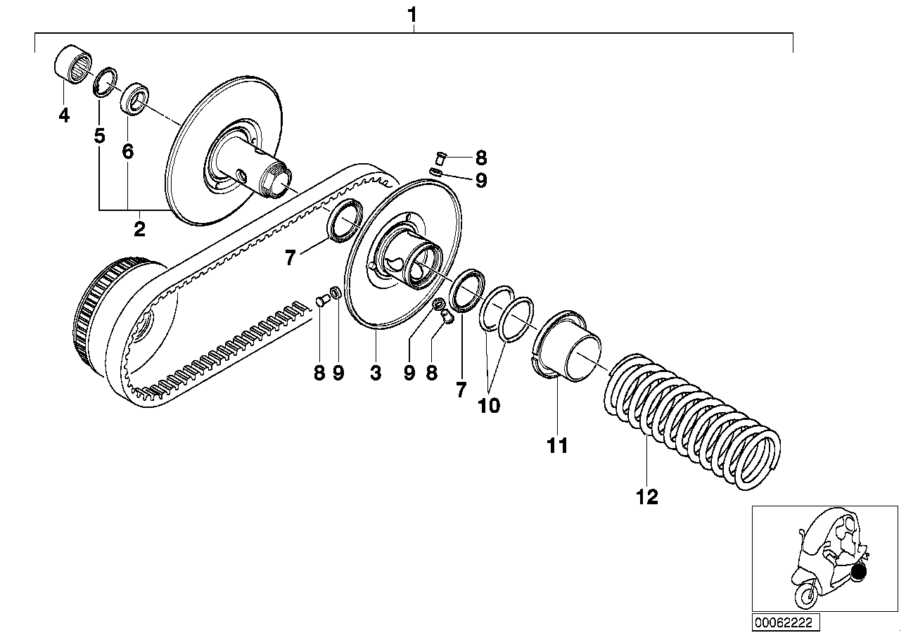 Variator, driven