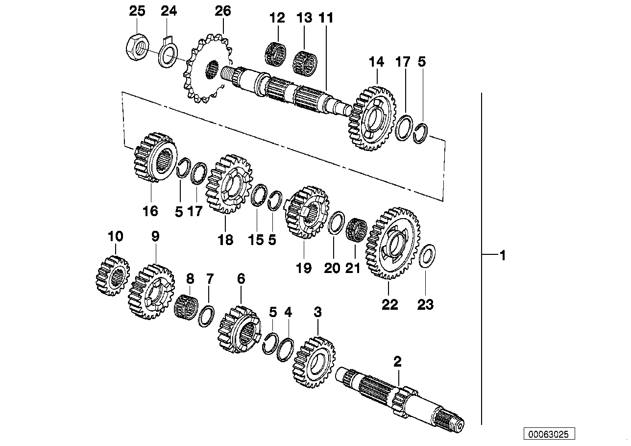 Pièces de train de pignons de BV 5 vit.