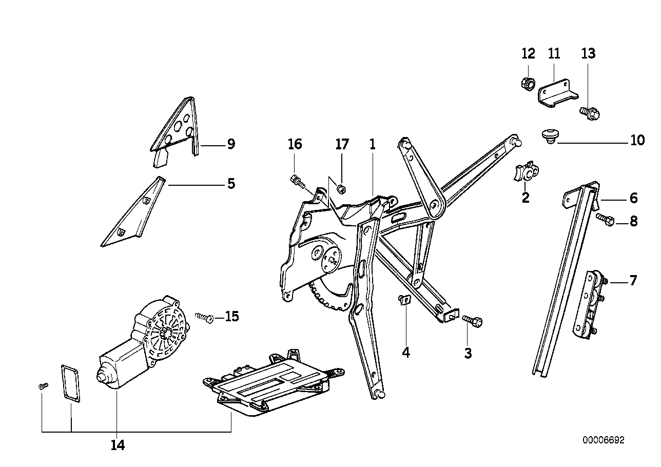 Okenní mechanismus dveří přední