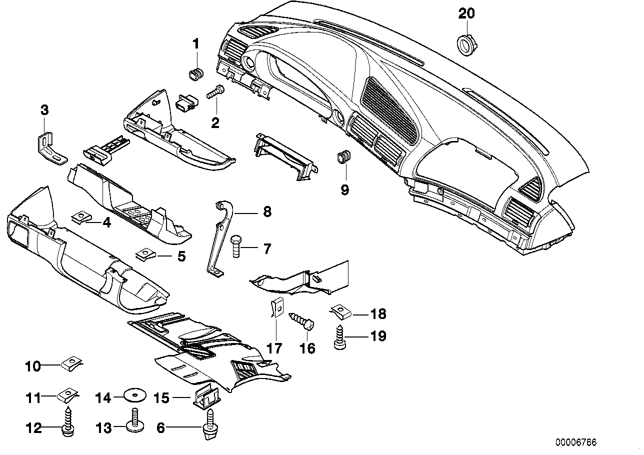 Monteringsdetaljer instrumentpanel