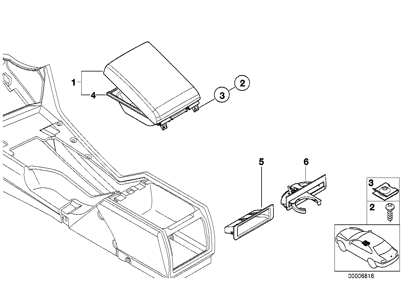 Pièces accolées console centrale arr.