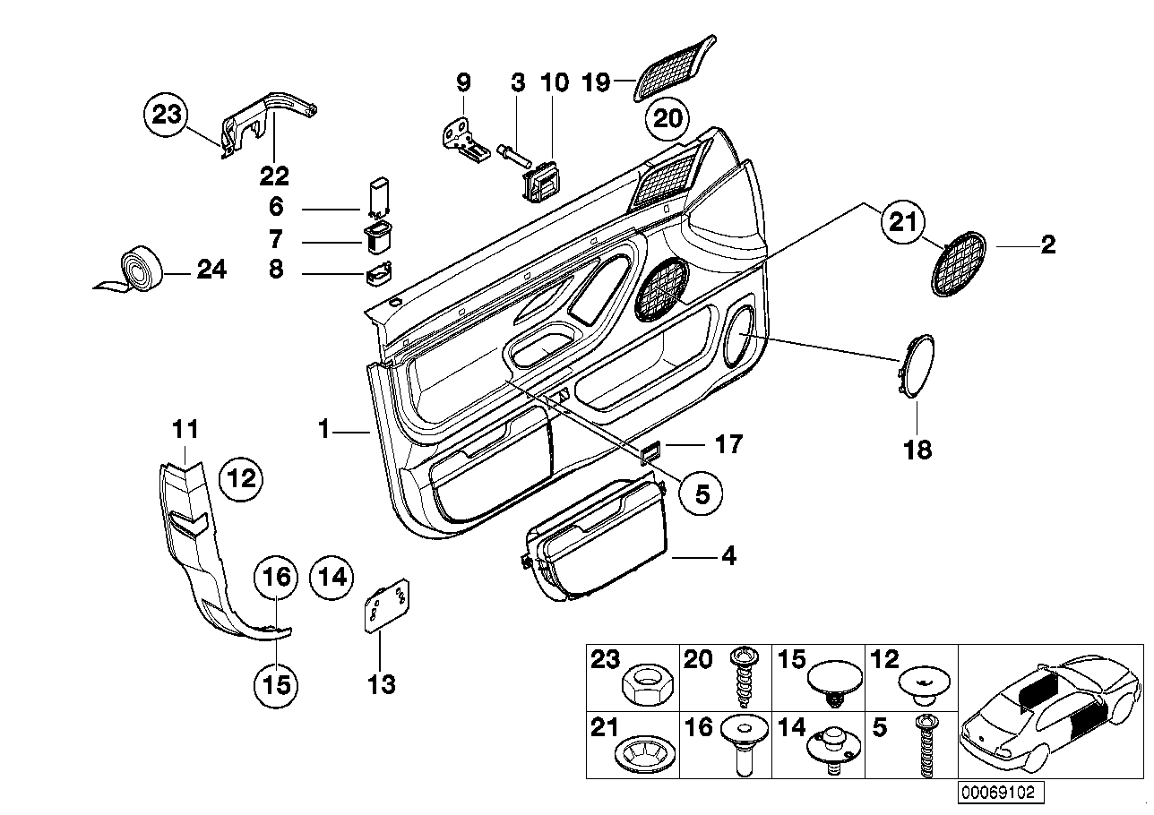 Door trim panel, front