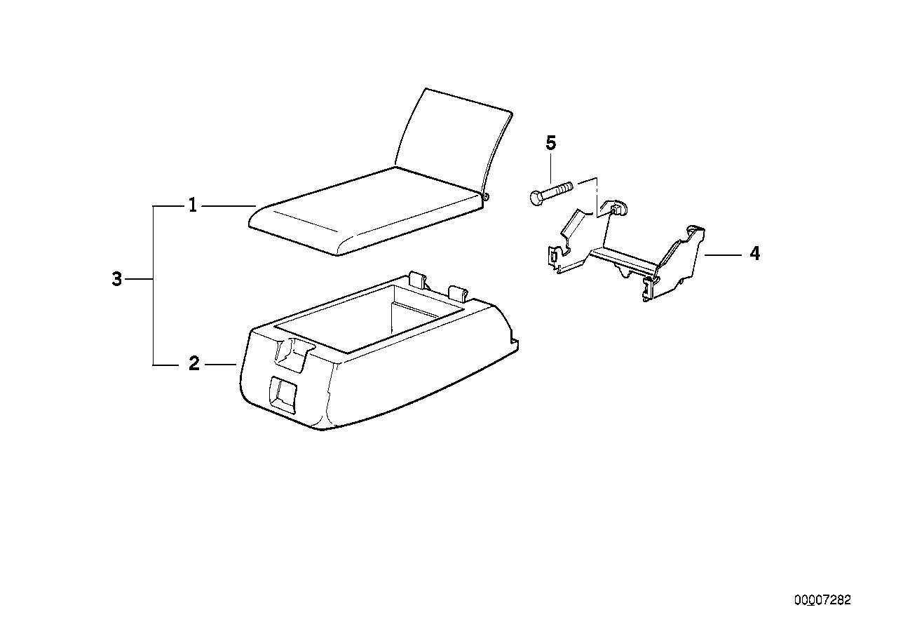 Two-piece center armrest rear