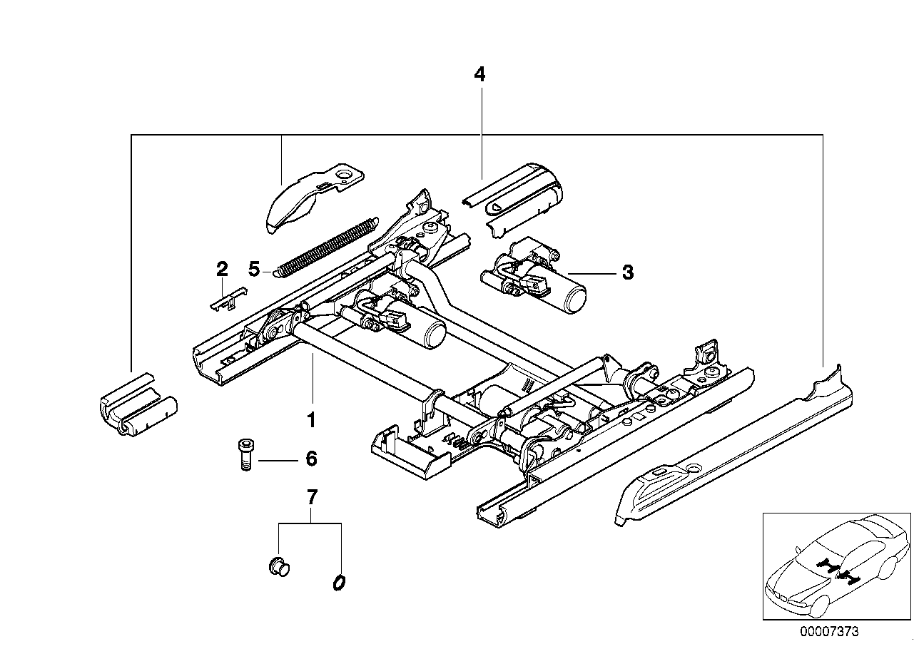 Front seat rail