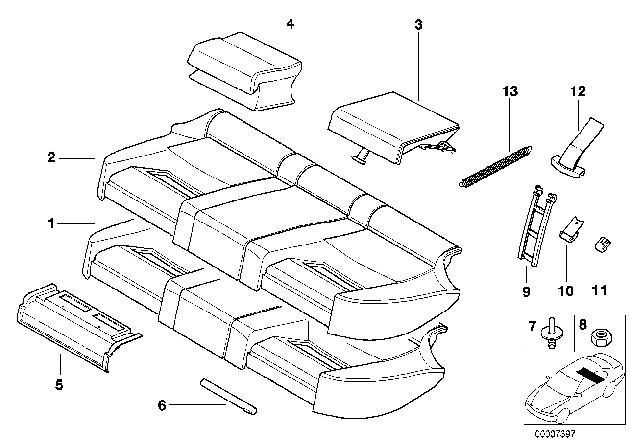 Seat, rear, cushion, & cover, basic seat