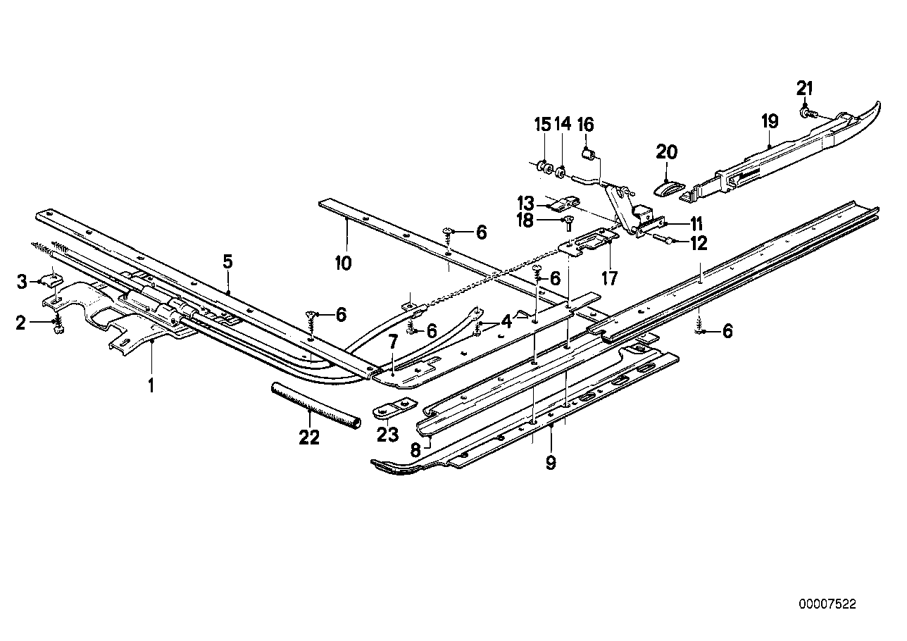 Single parts for sliding lifting roof