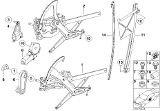 Door window lifting mechanism front