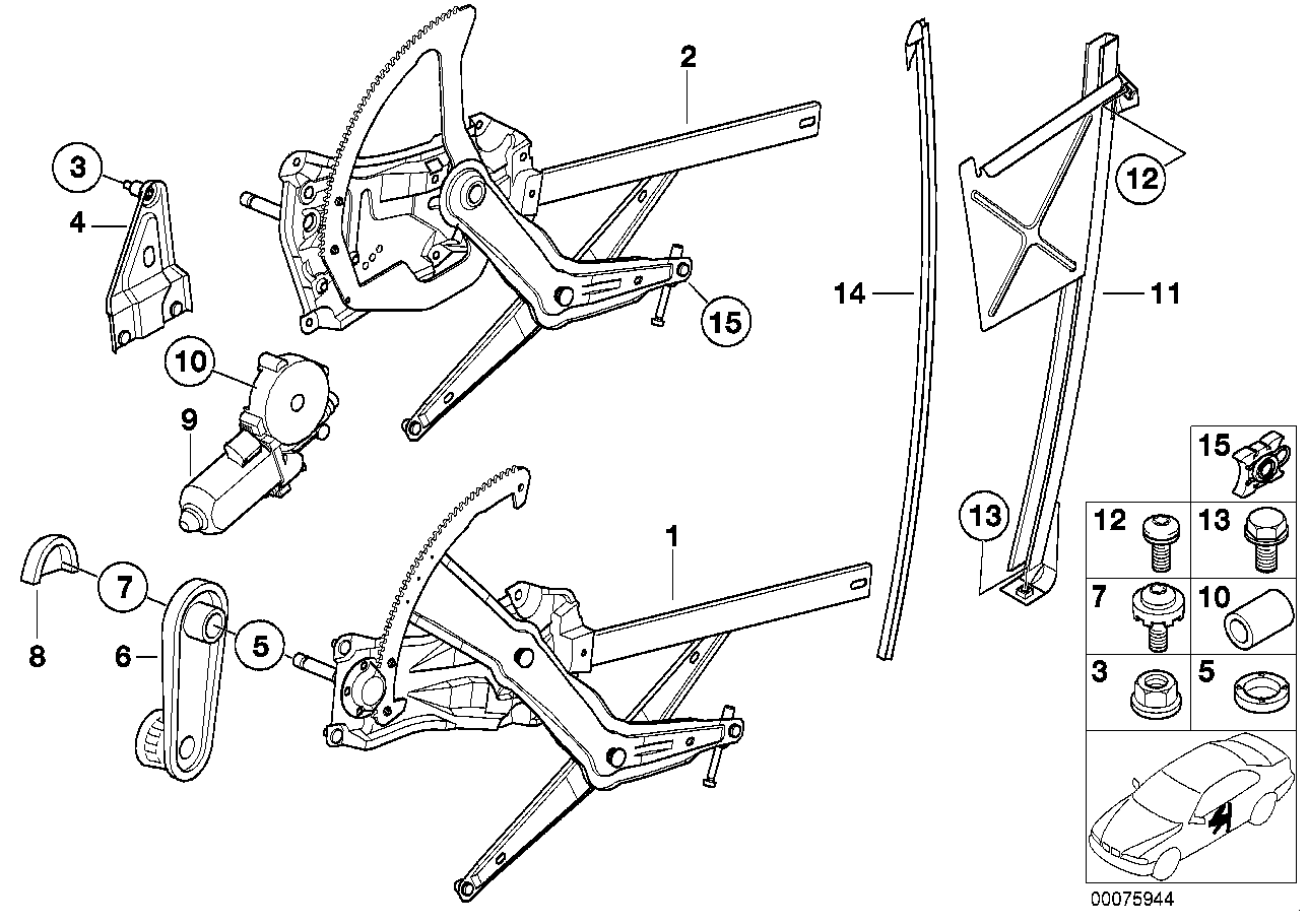 Door window lifting mechanism front