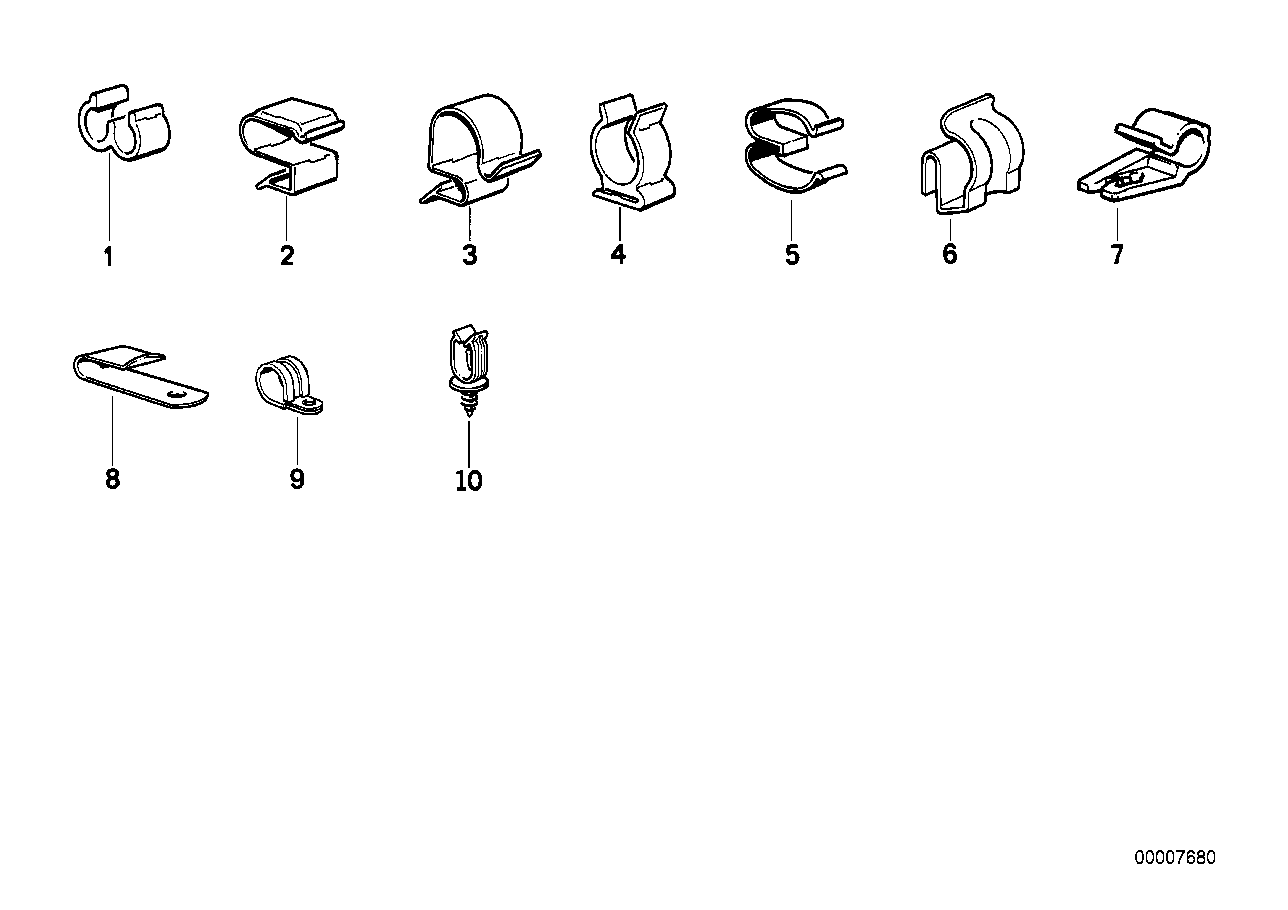 Various cable clamps