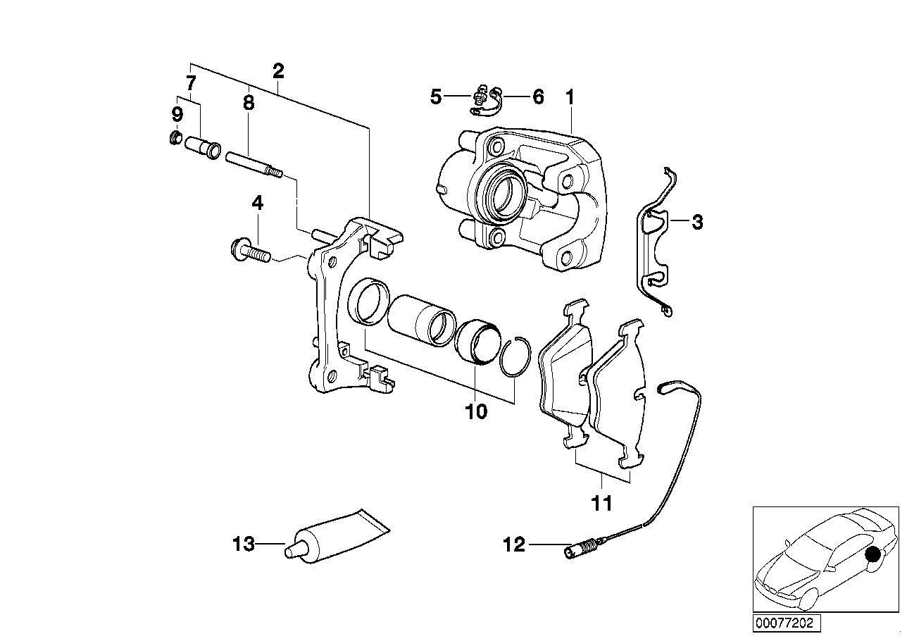 Bakhjulsbromsbromsbelägg-sensor