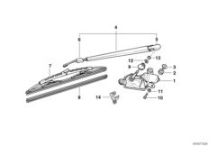 Single parts for rear window wiper