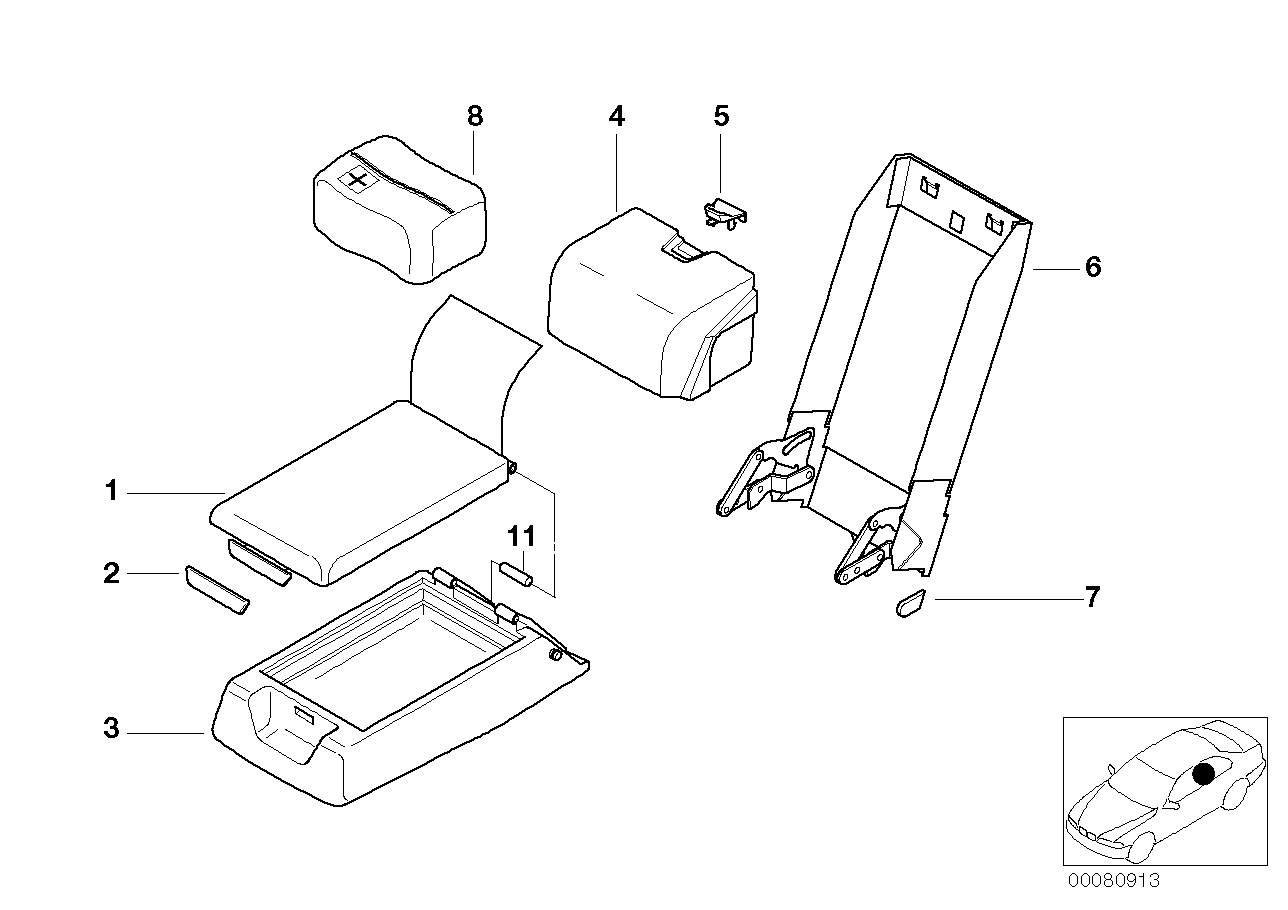 Rear seat centre armrest